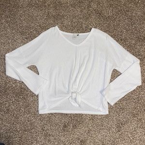 Off White Tie Front Sweater Top